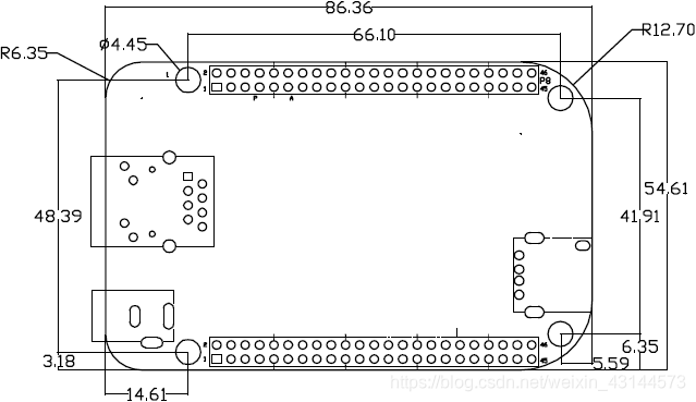 BeagleBone Black 硬件尺寸示意图