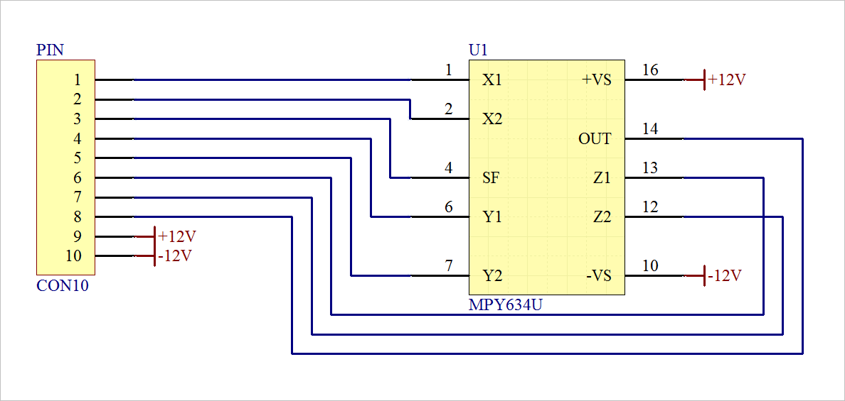 mpy634u四象限模拟乘法器