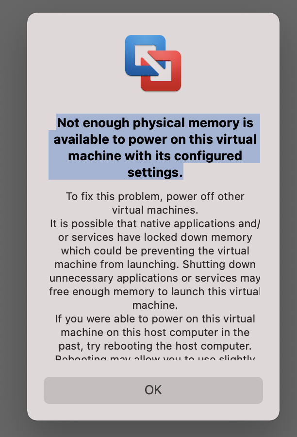 unable to allocate memory for an incoming image frame due to insufficient free physical memory. mac