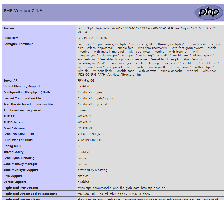 phpinfo()函数 写法