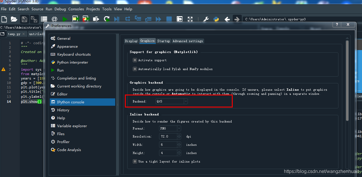 Python解决使用 Spyder IDE 时 matplotlib 绘图 窗口显示不出来的问题_工具窗口内无法显示绘图python-CSDN博客