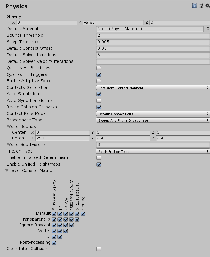 unity物理引擎介绍