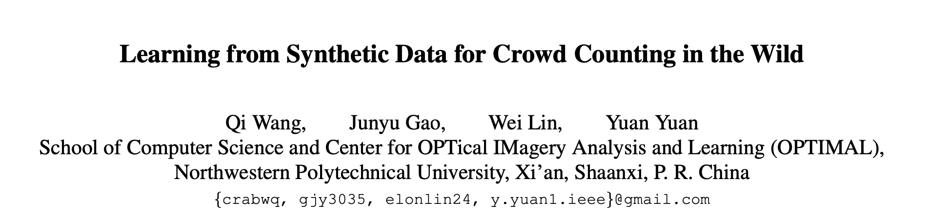 论文笔记-Learning from Synthetic Data for Crowd Counting in the Wild 人群计数新方法