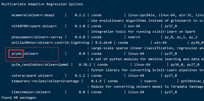 conda install sklearn