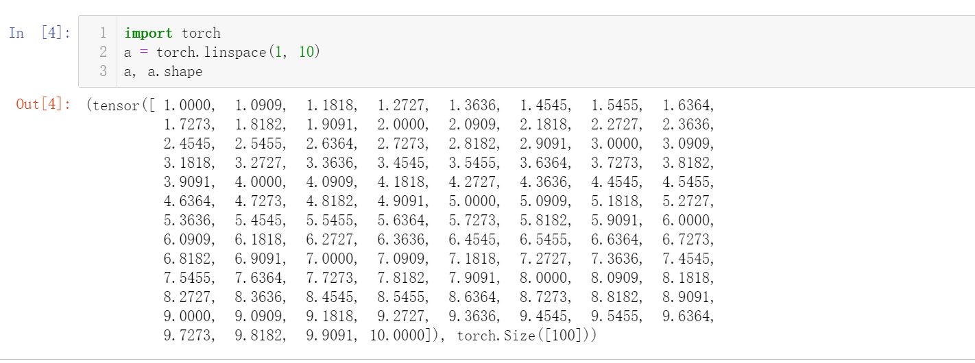pytorch每日一学20(torch.arange()、torch.range()、torch.linespace()、torch ...