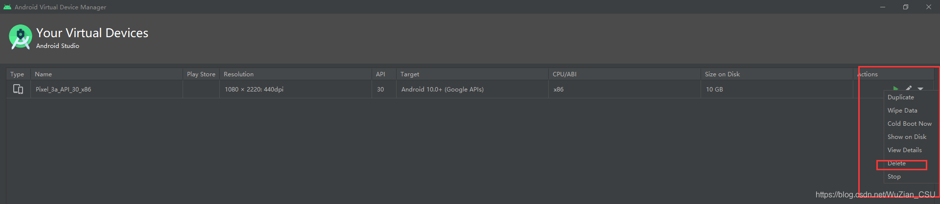 Android Studio 报错:AVD Pixel_3a_API_30_x86 is already running_error ...