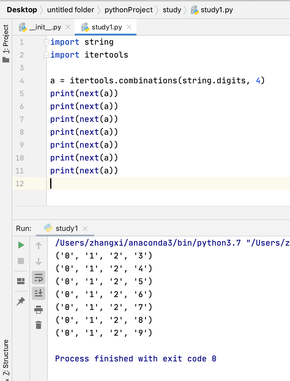 combinations（）函数（python）