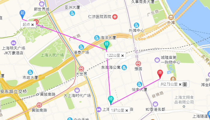 其中测量距离绘制出来后地图上有按钮可以清除,但是面积画完后没有