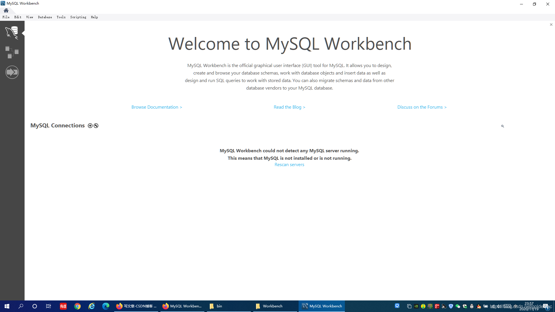 启动MySQL Workbenth