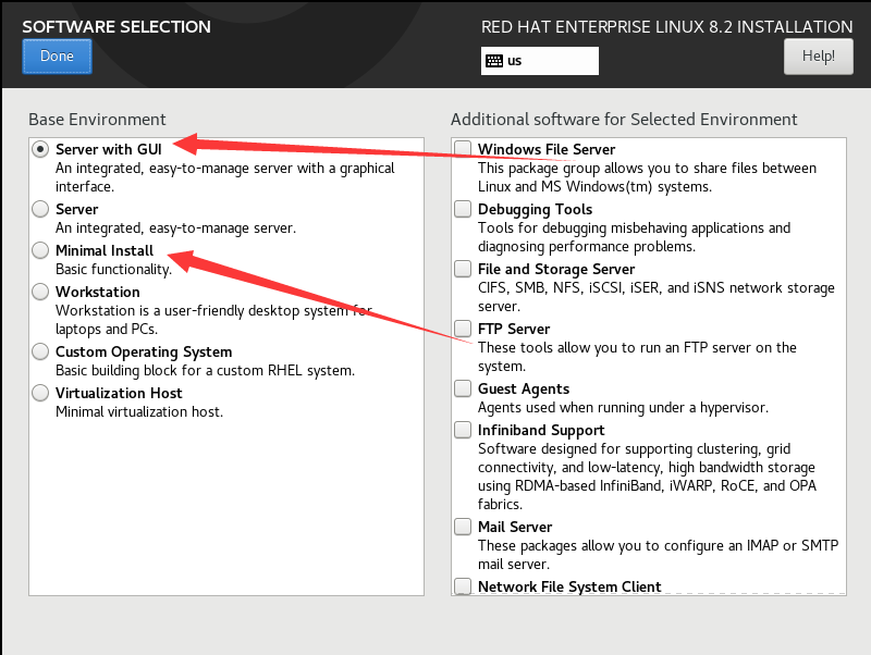 如上,左边一栏为基础环境安装 图形安装 数据最小化安装等等 右边一栏为音乐 文件等安装软件 右边一栏根据你的所需勾选即可 这里不作勾选