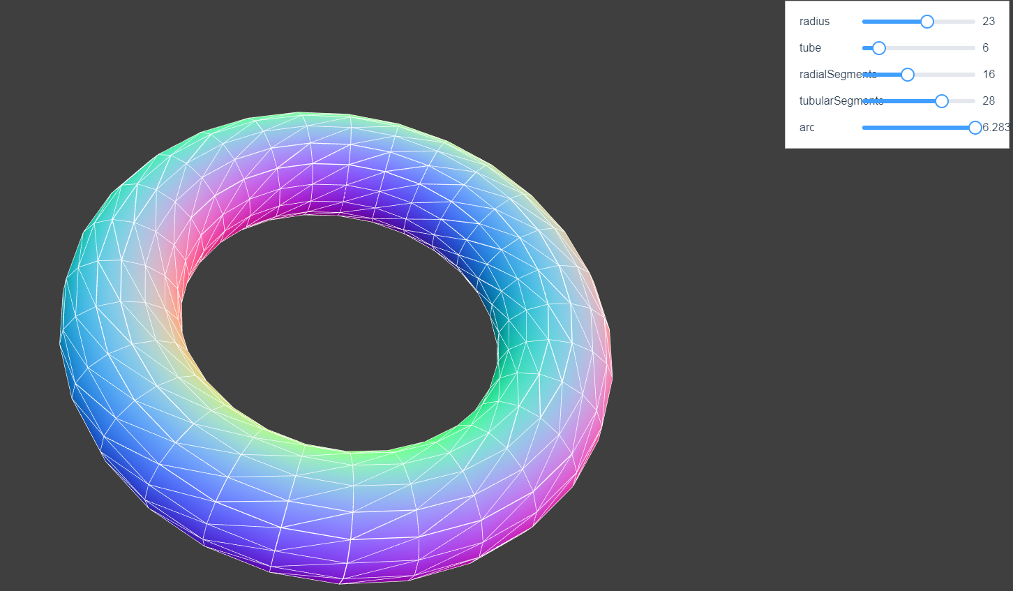 使用vue学习three.js之几何体-三维圆环torusgeometry