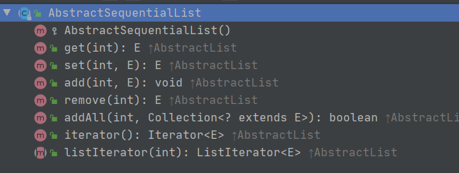 图 1-5 AbstractSequentialList抽象类API