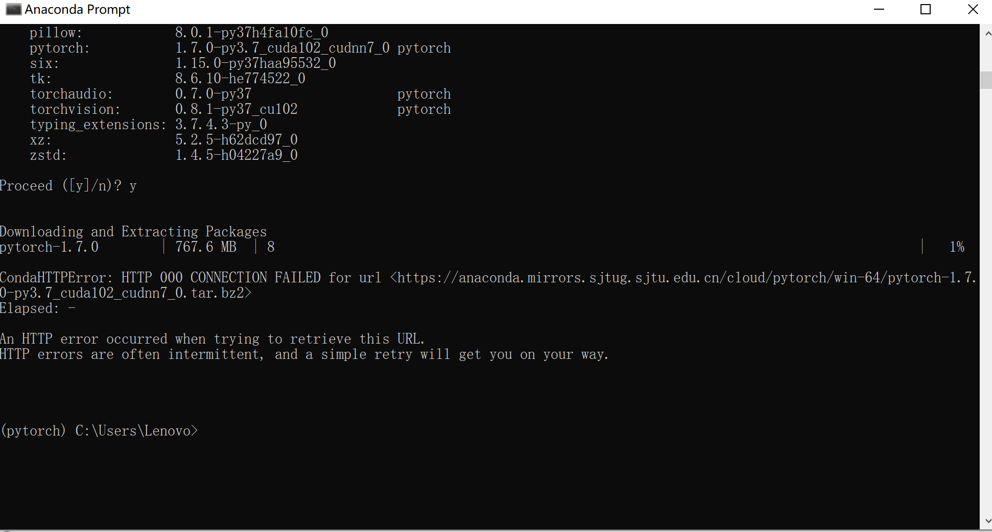 windows下用anaconda3安装pytorch环境 详细教程