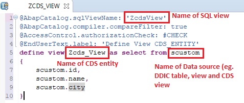 在DDL编辑器中定义CDS视图