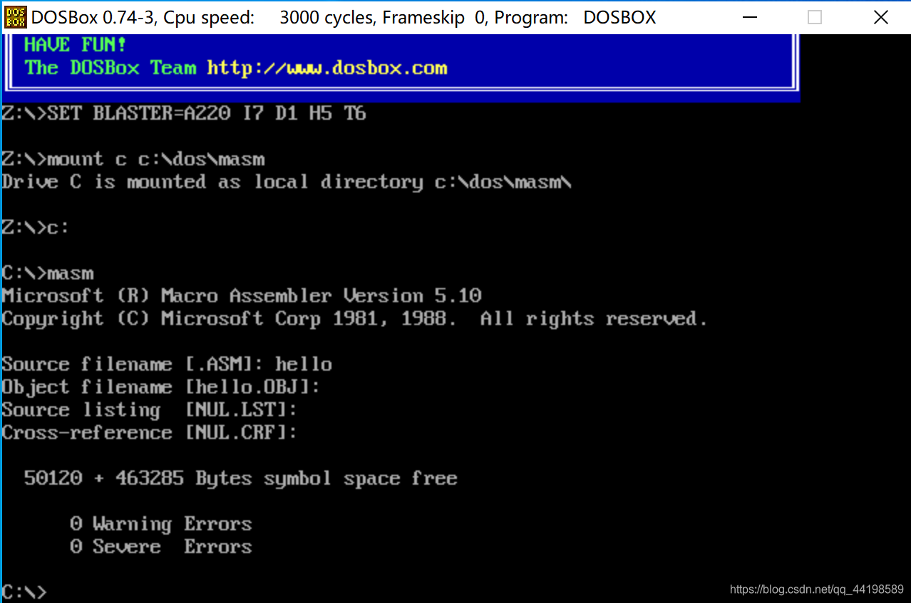 Windows下DOSbox的使用,及编写一个简单的Hello World_完整的dosbox-CSDN博客