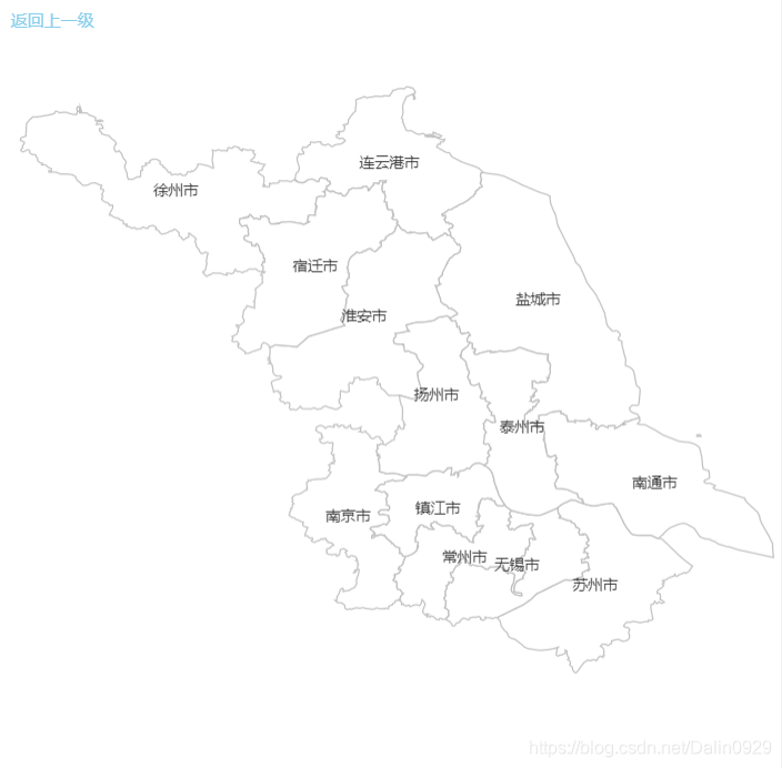 双击江苏区域,展示江苏省地图1.默认展示全国地图