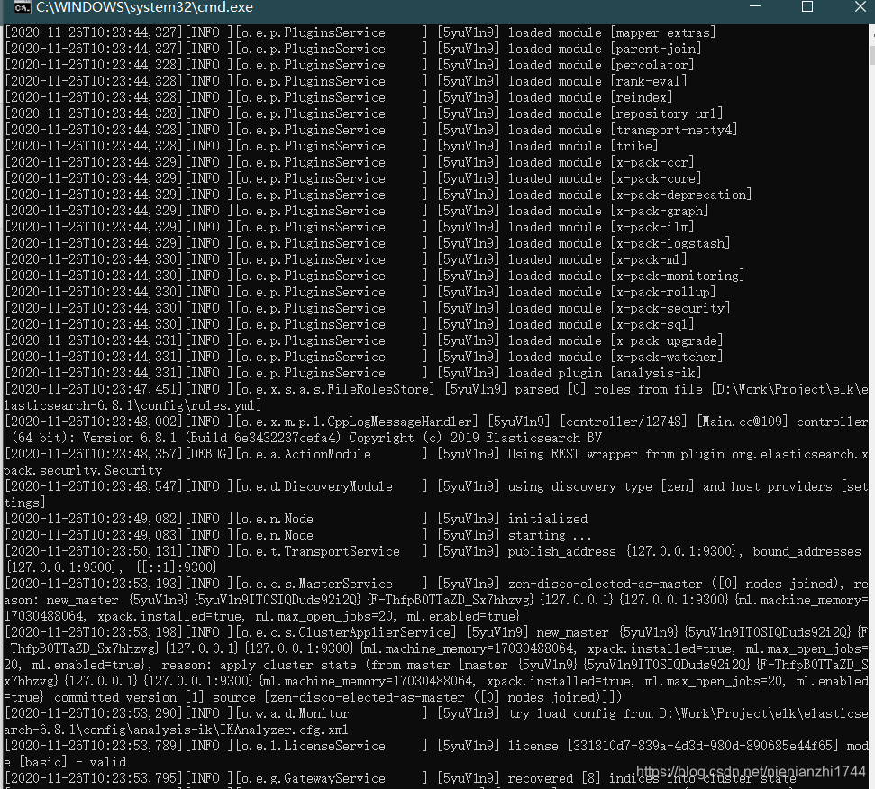 elasticsearch command window