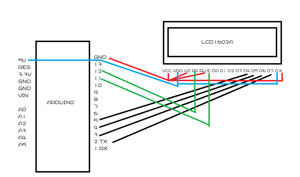 lcd1602接线实物图图片