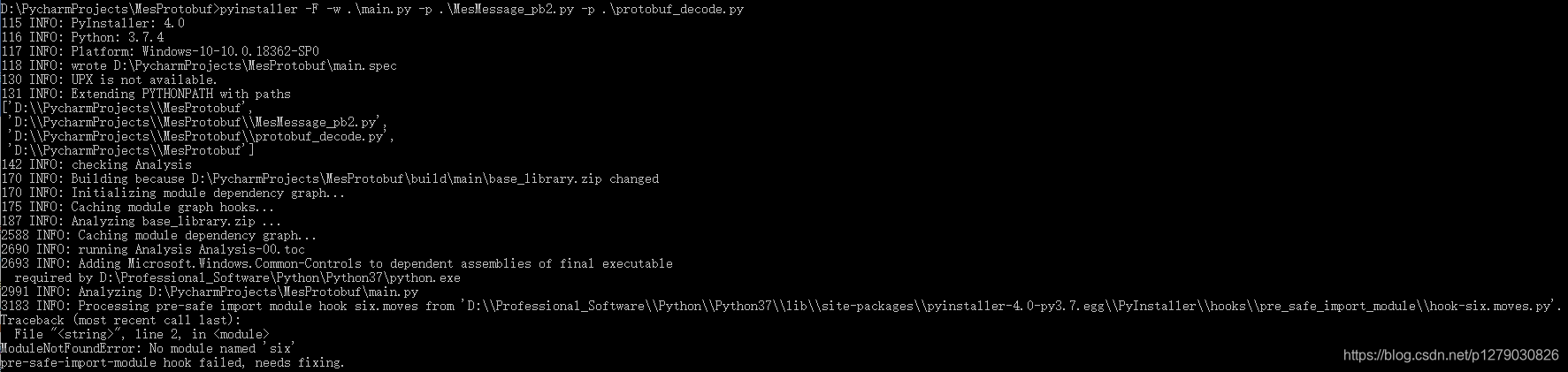 【Python】PyInstaller报错ModuleNotFoundError: No module named ‘six‘ 问题解决 ...