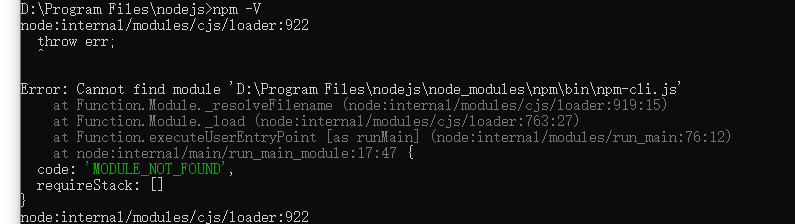 Error: Cannot Find Module ‘D:\Program Files\nodejs\node_modules\npm\bin ...