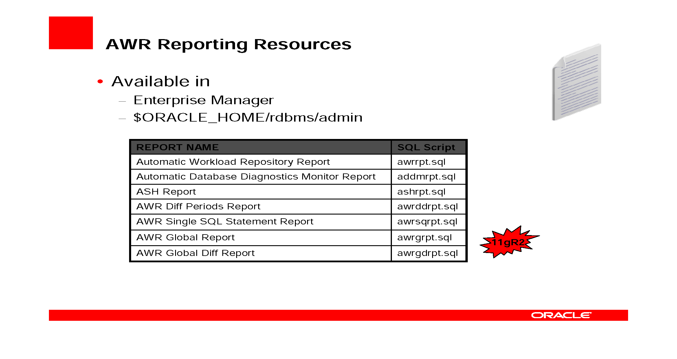 Using Automatic Workload Repository for Database Tuning Tips for