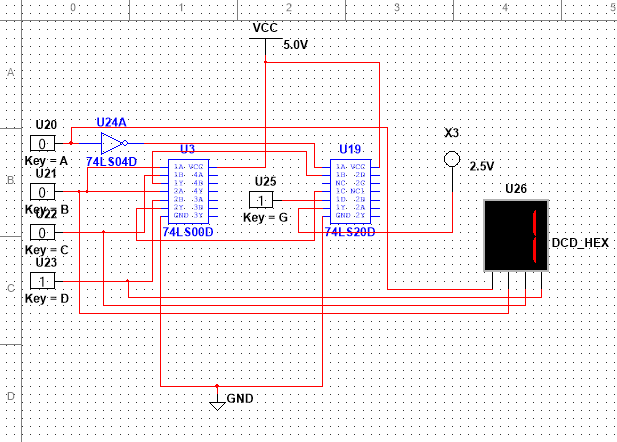 数电实验一利用与非门设计四舍五入判别电路