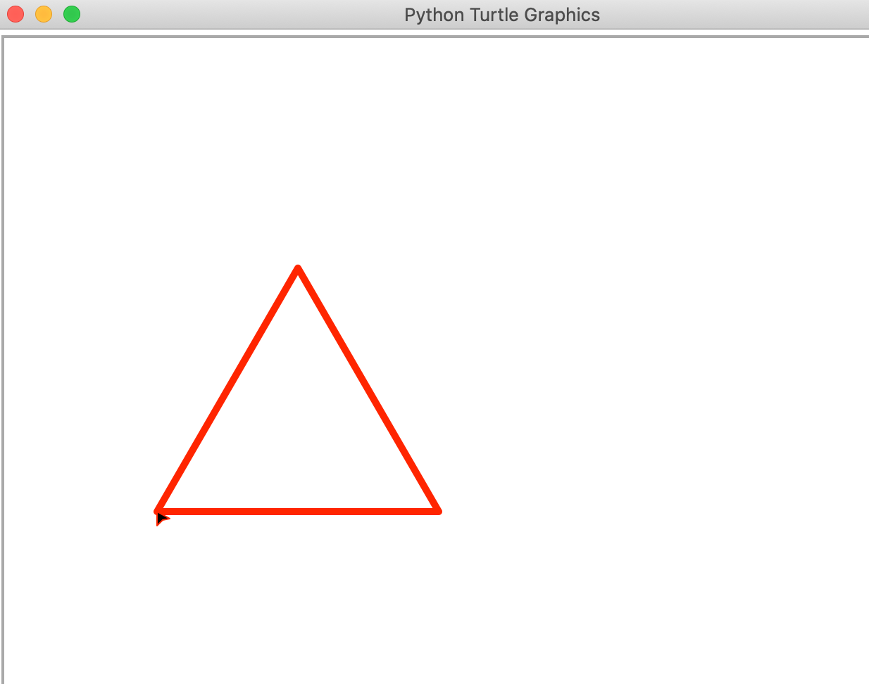 python绘制等边三角形使用turtle库中turtlefd函数和turtleseth