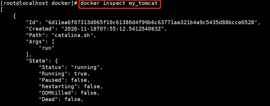 docker inspect format json