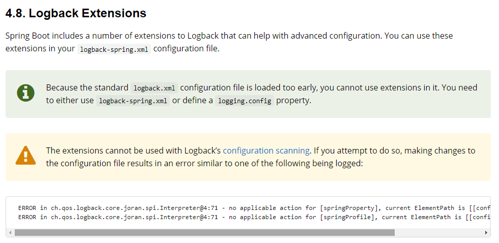 springboot logback no applicable action for [springProfile], current ElementPath is [[configuration]