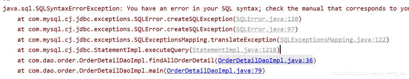 java.sql.SQLSyntaxErrorException: You have an error in your SQL syntax ...