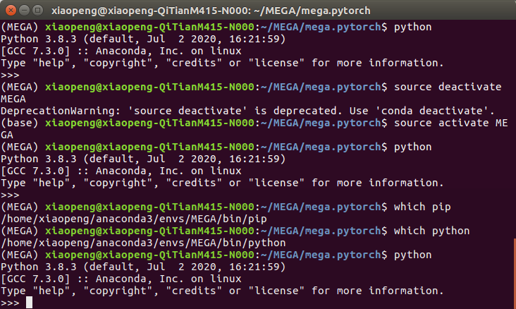ubuntu16.04下pytorch安装失败 no moudle named torch 以及conda创建虚拟环境python版本无法切换的问题