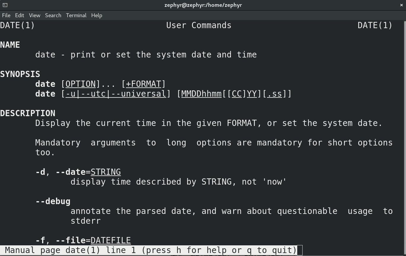 linux中man命令与info page 获取帮助的方法