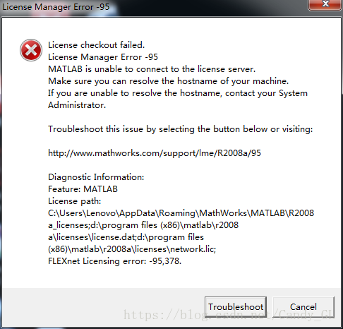 Matlab:License checkout failed. License Manager Error-95解决办法与Matlab加速启动 ...