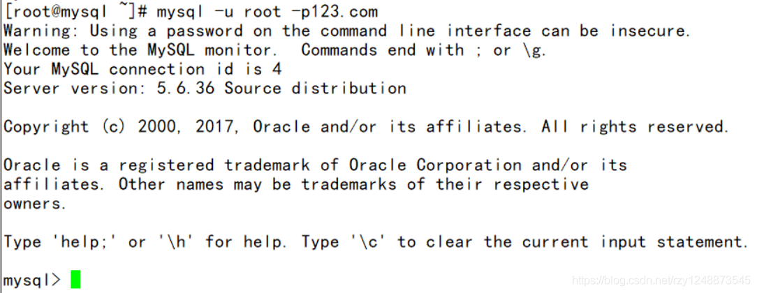 mysql -u root -p123.com