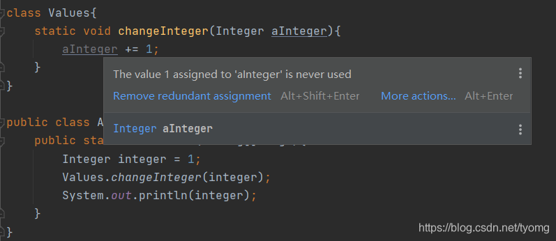 图：修改Integer类型的值失败