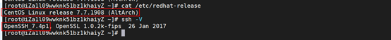 系統版本CentOS7.7、Openssh_7.4p1