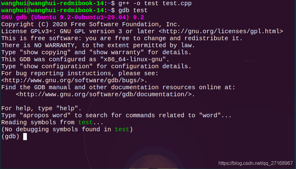 gdb 调试_reading symbols from test... (no debugging symbols-CSDN博客