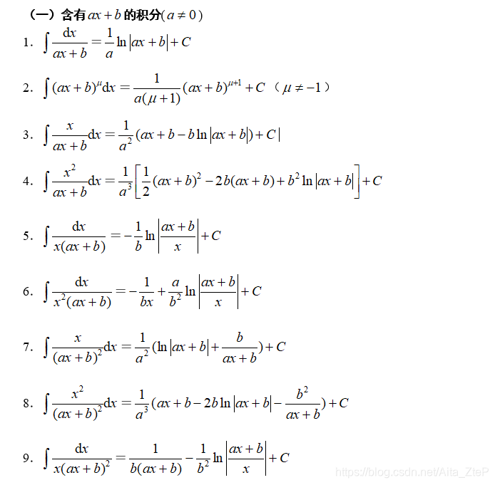 2020-12-06 高等数学：常用积分公式_e的-(z-x)次方的积分-CSDN博客