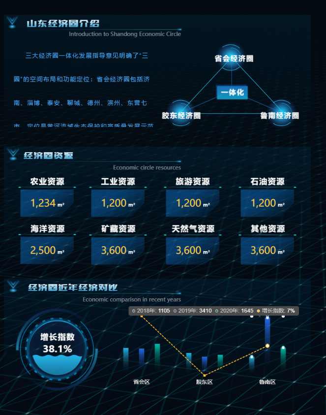 灯果可视化案例赏析-经济圈“一体化”监测大屏