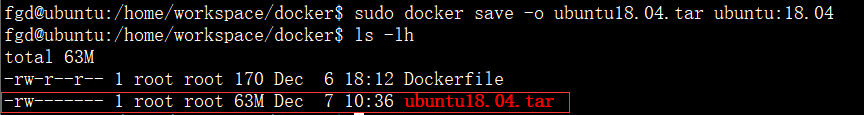 导出ubuntu:18.04