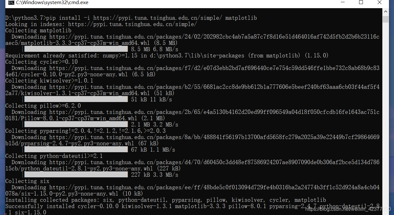 使用pip来安装numpy、matplotlib、pandas、pygame、Django_pip install pandas numpy ...