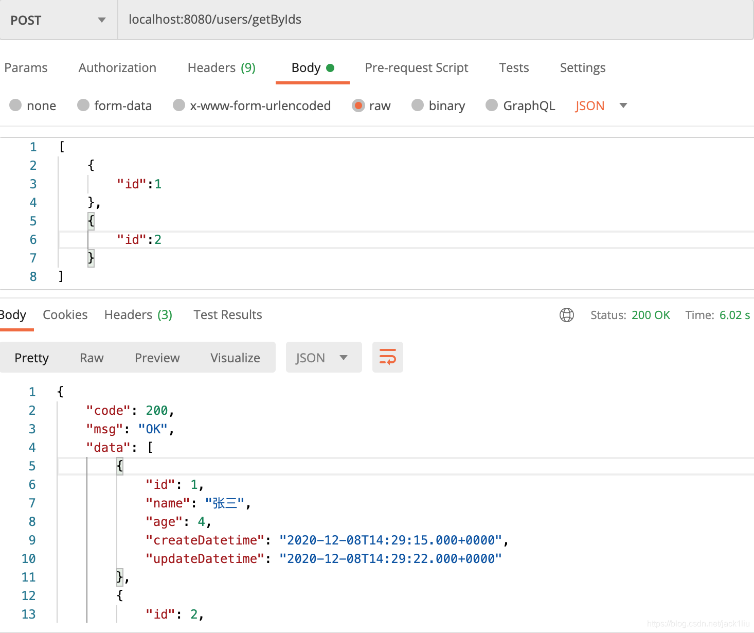 postman 测试 Array、List、Map 入参 API 正确姿势