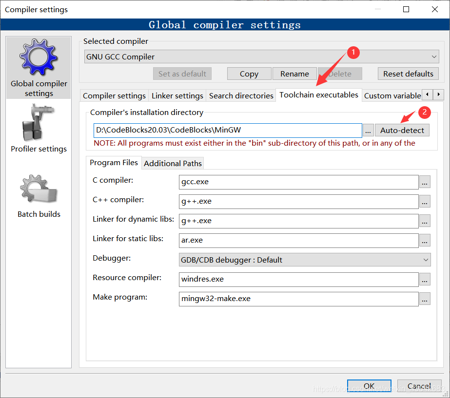 Code::blocks报错Can‘t find compiler executable in your……(或报错:Tried to Run ...