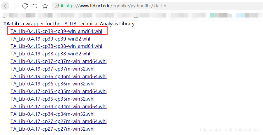 64位操作系统下Python3.9安装talib库_python3.9 对应talib-CSDN博客