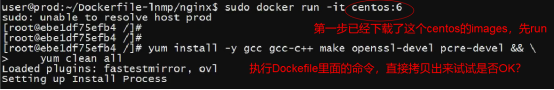 运行docker run -it 进入centos:6的docker环境