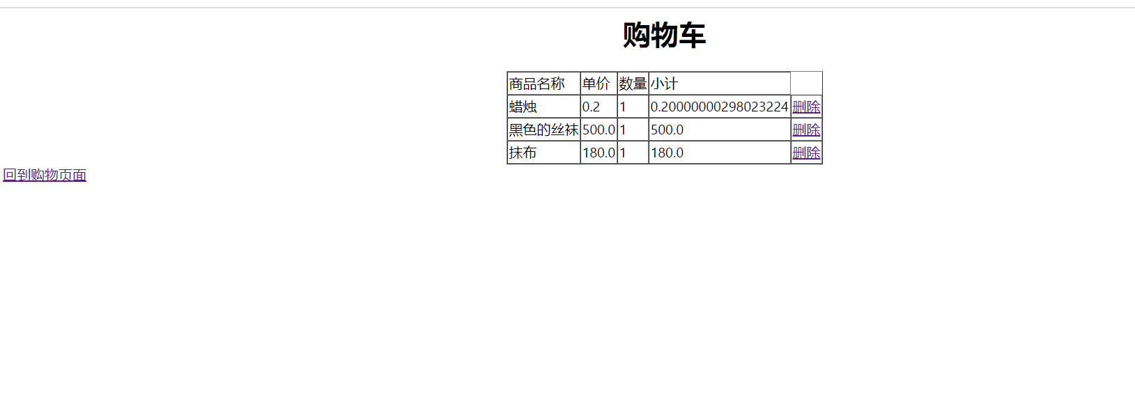 javaweb简单实现购物车的功能