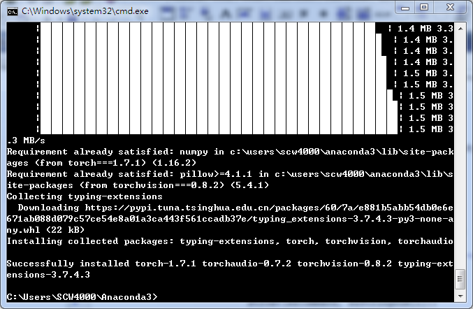 在国内安装pytorchy以及遇到的问题