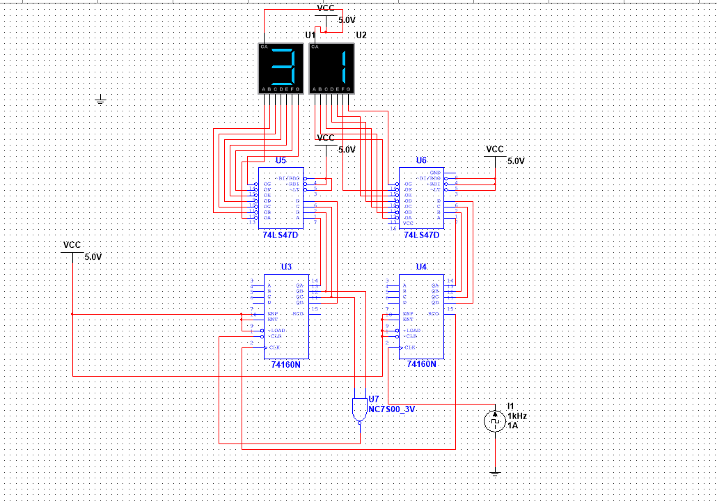 數電multisim仿真設計六十進制計數器