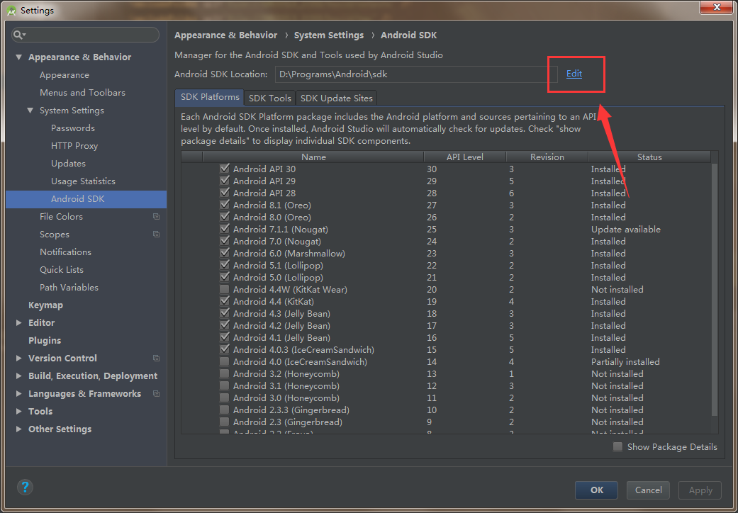 android studio please select android sdk