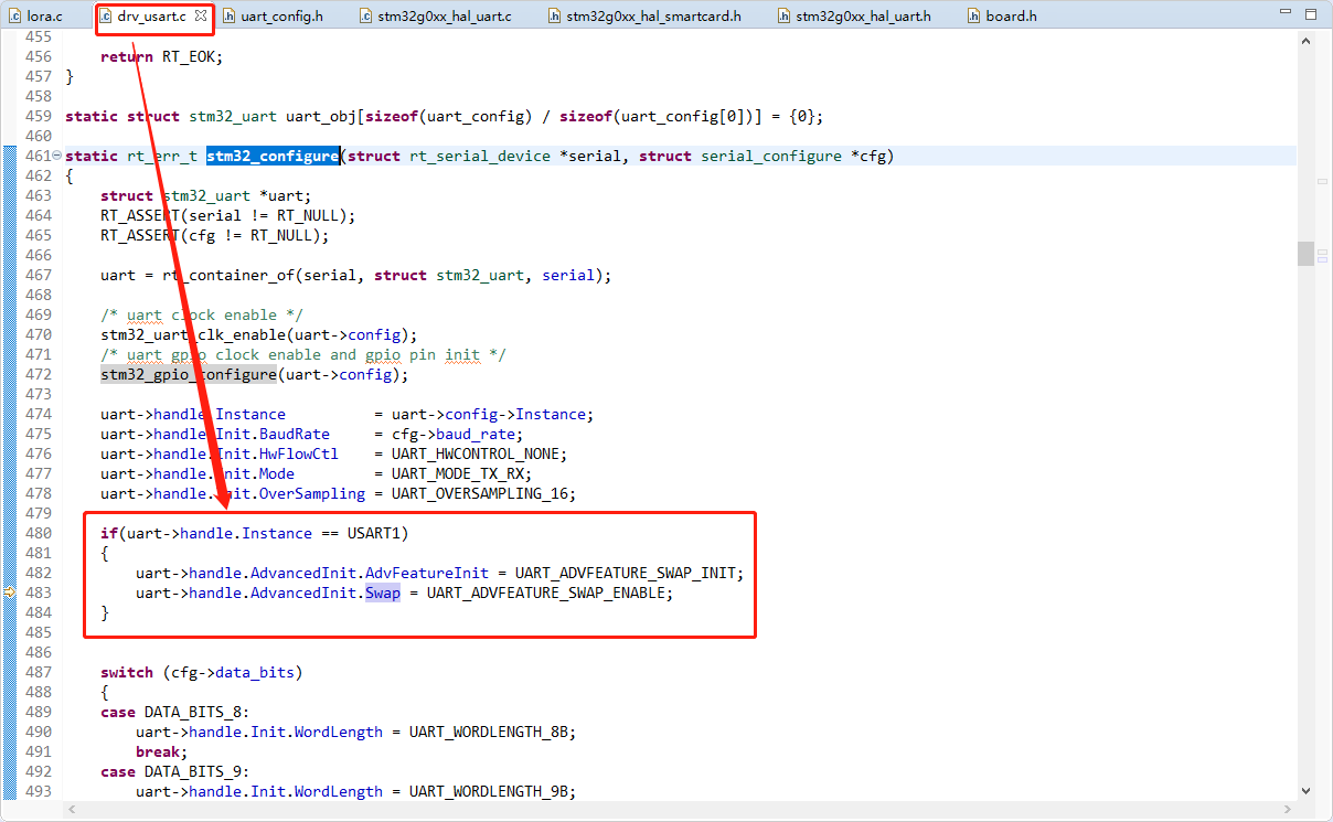 RT-Thread 串口 RX TX交换Swap_stm32 tx rx互换-CSDN博客
